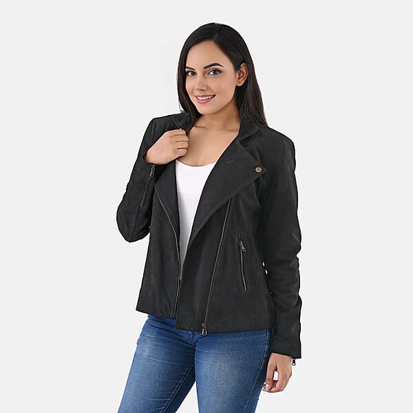 Shop Lc Black Genuine Lamb Leather Jacket - M