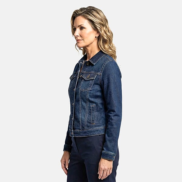 Shop Lc Blue Dark Wash Stylish Denim Jacket - S