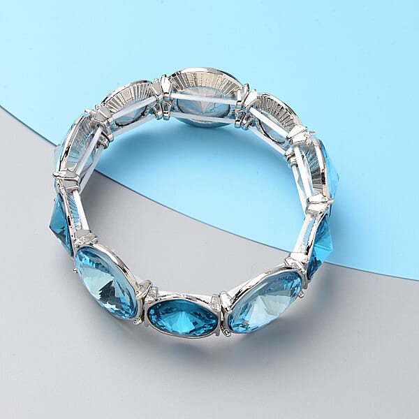 Shop Lc Blue Glass Bracelet In Silvertone (7.00 In)