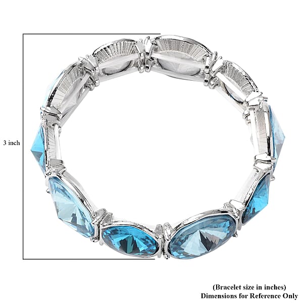 Shop Lc Blue Glass Bracelet In Silvertone (7.00 In)