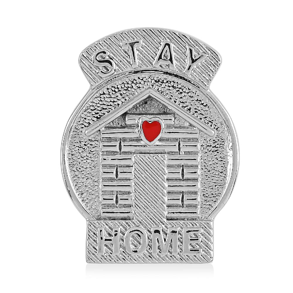 shop lc Enameled Stay Home Brooch in Platinum Bond