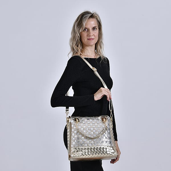 Shop Lc Gold Fashionable Spacious Crystal Tote Bag
