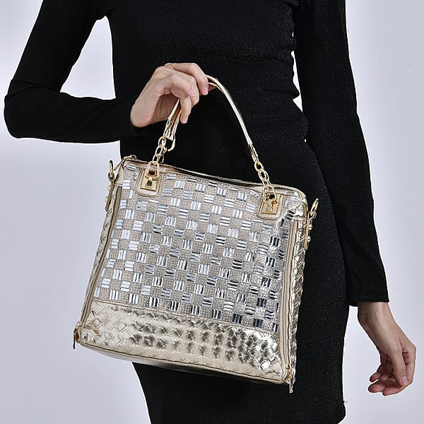 Shop Lc Gold Fashionable Spacious Crystal Tote Bag
