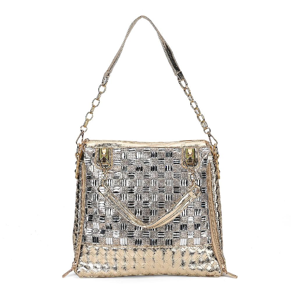 shop lc Gold Fashionable Spacious Crystal Tote Bag