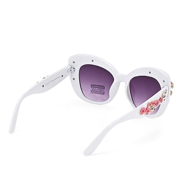 Shop Lc Gray UV400 Sunglasses With White Frame