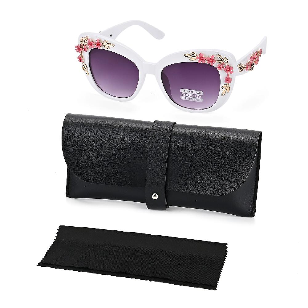 shop lc Gray UV400 Sunglasses with White Frame