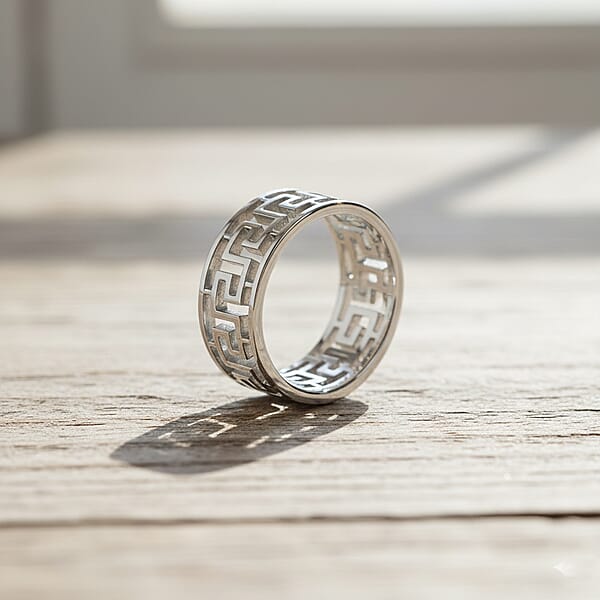 Shop Lc Greek Key Band Ring In Stainless Steel