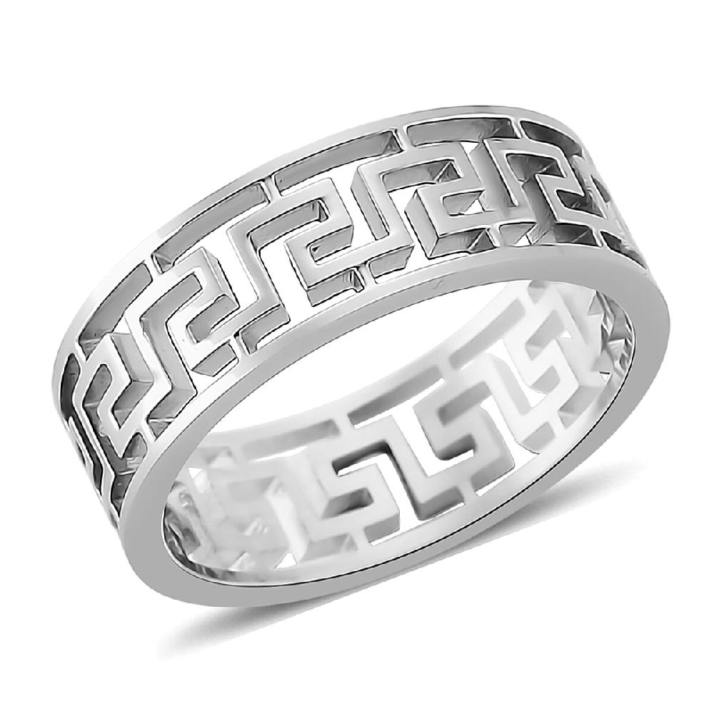 shop lc Greek Key Band Ring in Stainless Steel