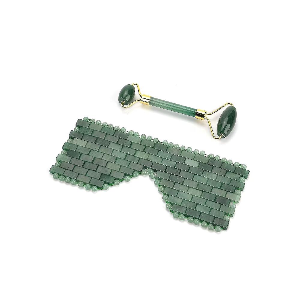 shop lc Green Aventurine Eye Mask with Face Roller