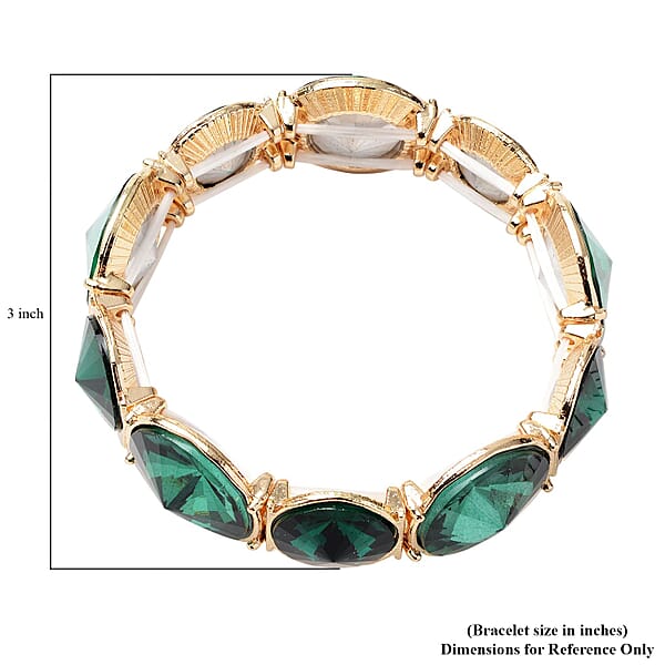 Shop Lc Green Glass Bracelet In Goldtone (7.00 In)