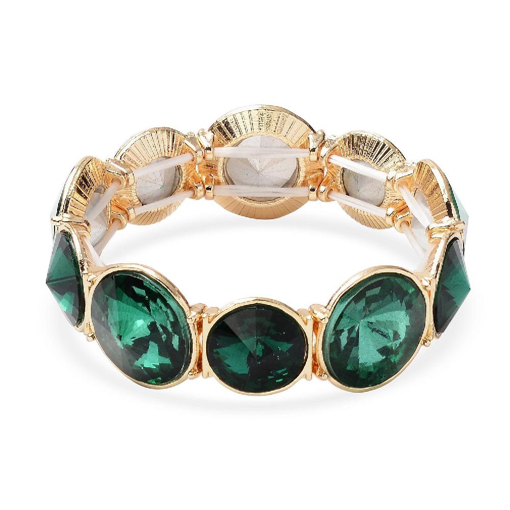 shop lc Green Glass Bracelet in Goldtone (7.00 In)