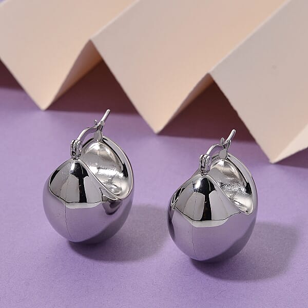 Shop Lc Hoop Earrings In Stainless Steel