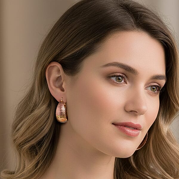 Shop Lc Hoop Earrings In Tritone
