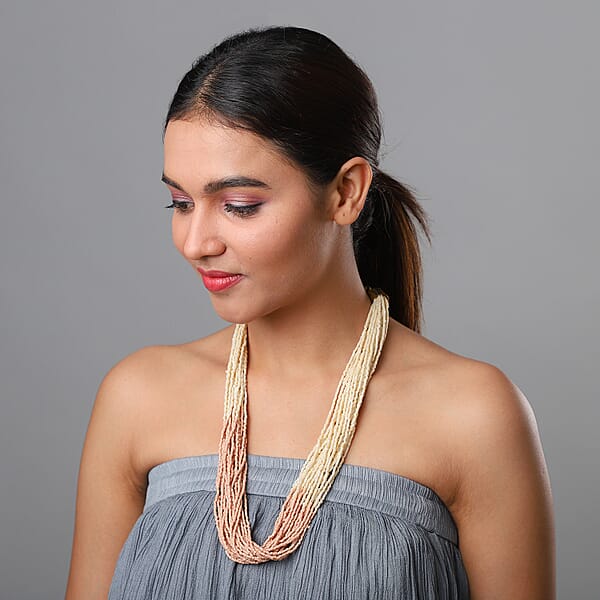 Shop Lc Ivory Glass Seed Beaded Necklace 22 Inches