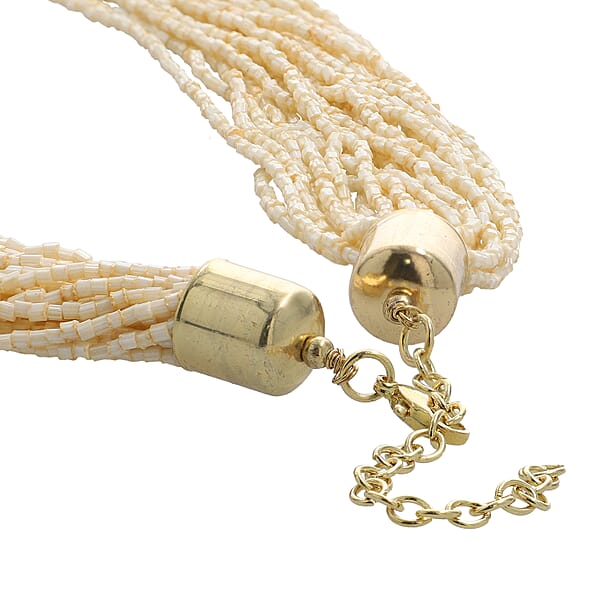 Shop Lc Ivory Glass Seed Beaded Necklace 22 Inches
