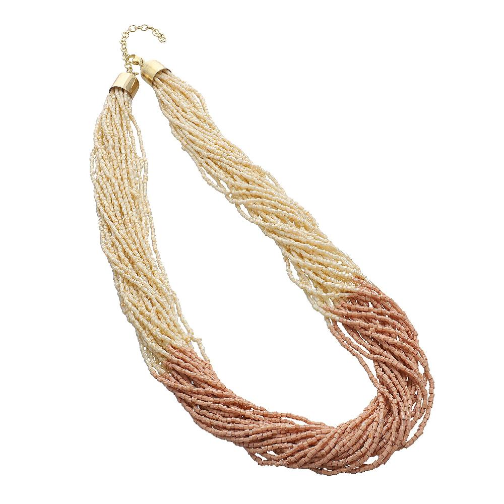 shop lc Ivory Glass Seed Beaded Necklace 22 Inches