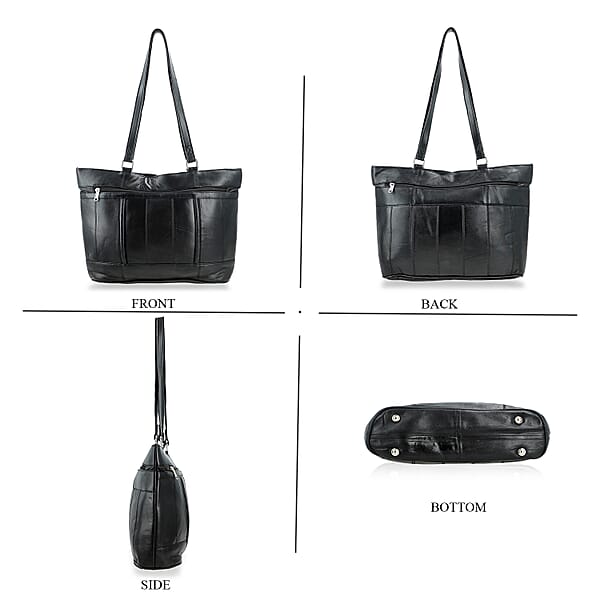 Shop Lc La Marey Black Genuine Leather Tote Bag