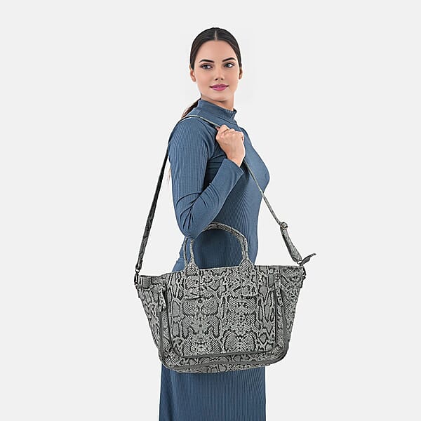 Shop Lc LA MAREY Gray 100% Genuine Leather Tote Bag