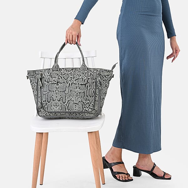 Shop Lc LA MAREY Gray 100% Genuine Leather Tote Bag