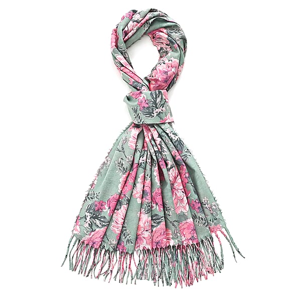Shop Lc La Marey Light Green Floral Printed Scarf