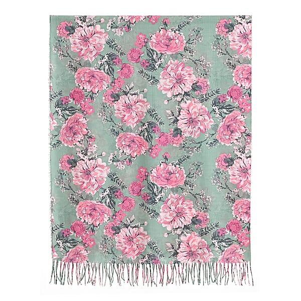 Shop Lc La Marey Light Green Floral Printed Scarf
