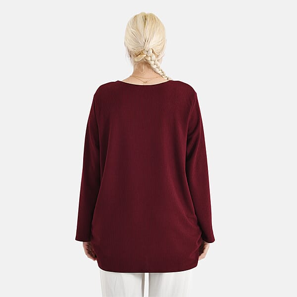 Shop Lc La Marey Red Long Sleeve Ribbed Top