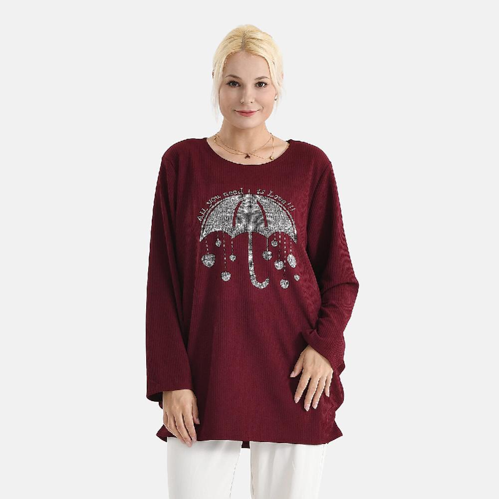 shop lc La Marey Red Long Sleeve Ribbed Top