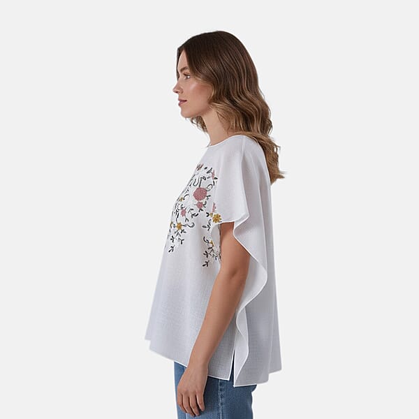 Shop Lc La Marey White Floral Embroidery Kaftan A1