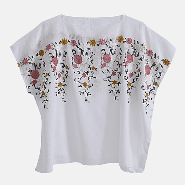 Shop Lc La Marey White Floral Embroidery Kaftan A1