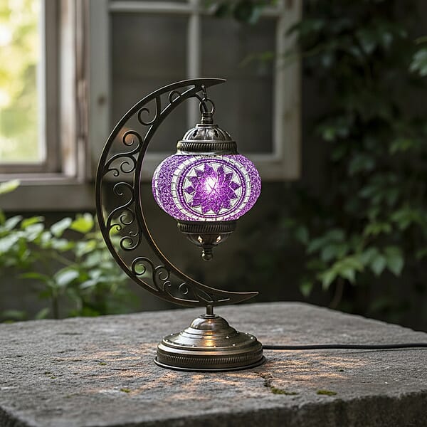Shop Lc Lavender Glass Crescent Turkish Lamp