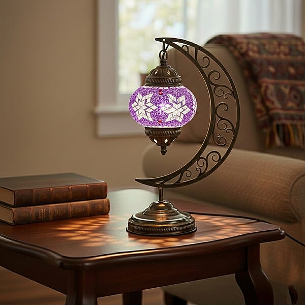 Shop Lc Lavender Glass Crescent Turkish Lamp