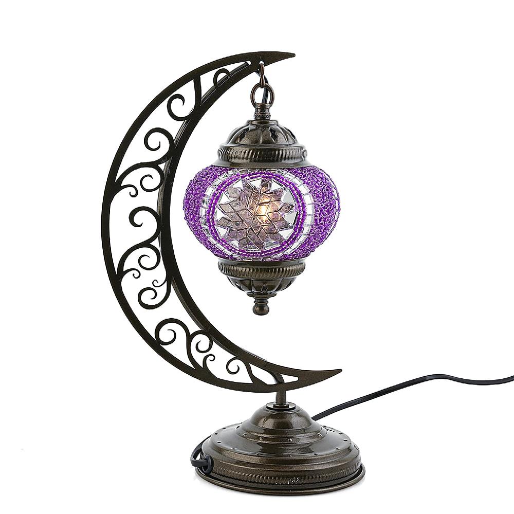 shop lc Lavender Glass Crescent Turkish Lamp