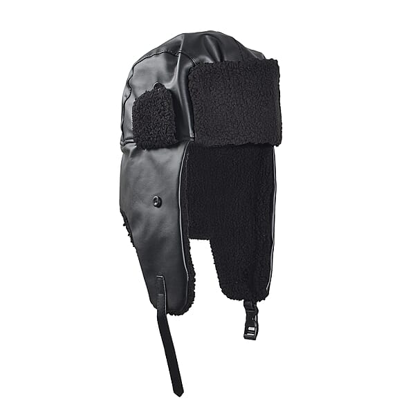 Shop Lc Livmore Black Faux Leather Trapper Hat