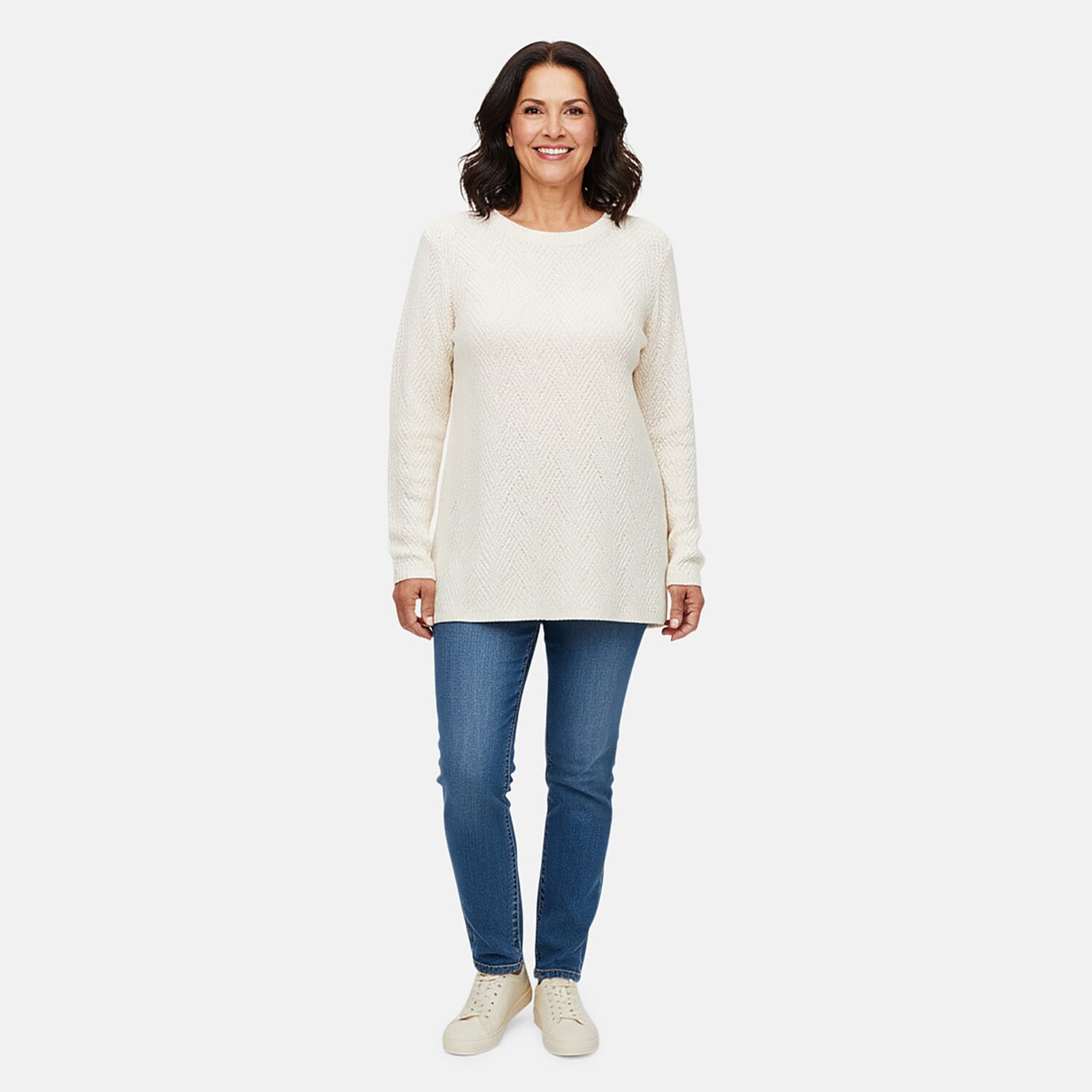 shop lc LOVE RYAN White Knitted Chenille Sweater - S