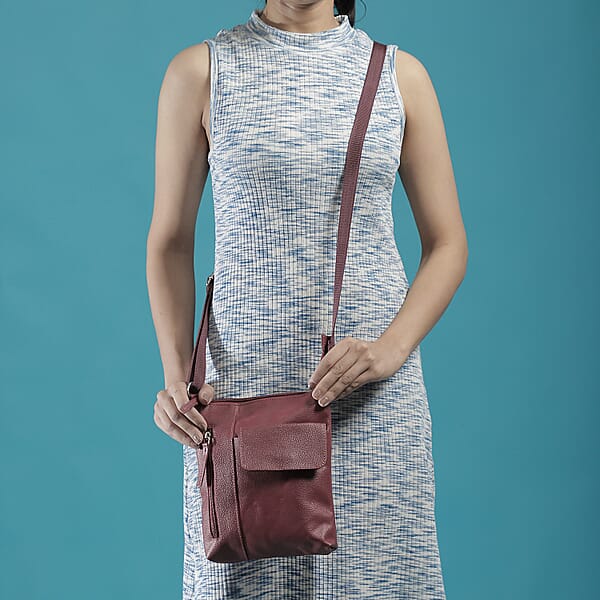 Shop Lc Magenta Genuine Leather Crossbody Bag