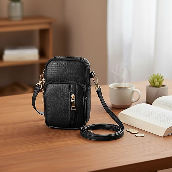 Shop Lc Passage Black Faux Leather Mini Sling Bag