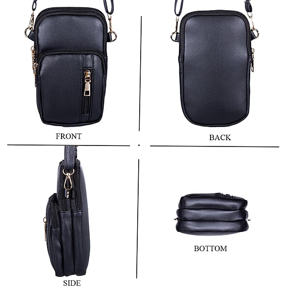Shop Lc Passage Black Faux Leather Mini Sling Bag