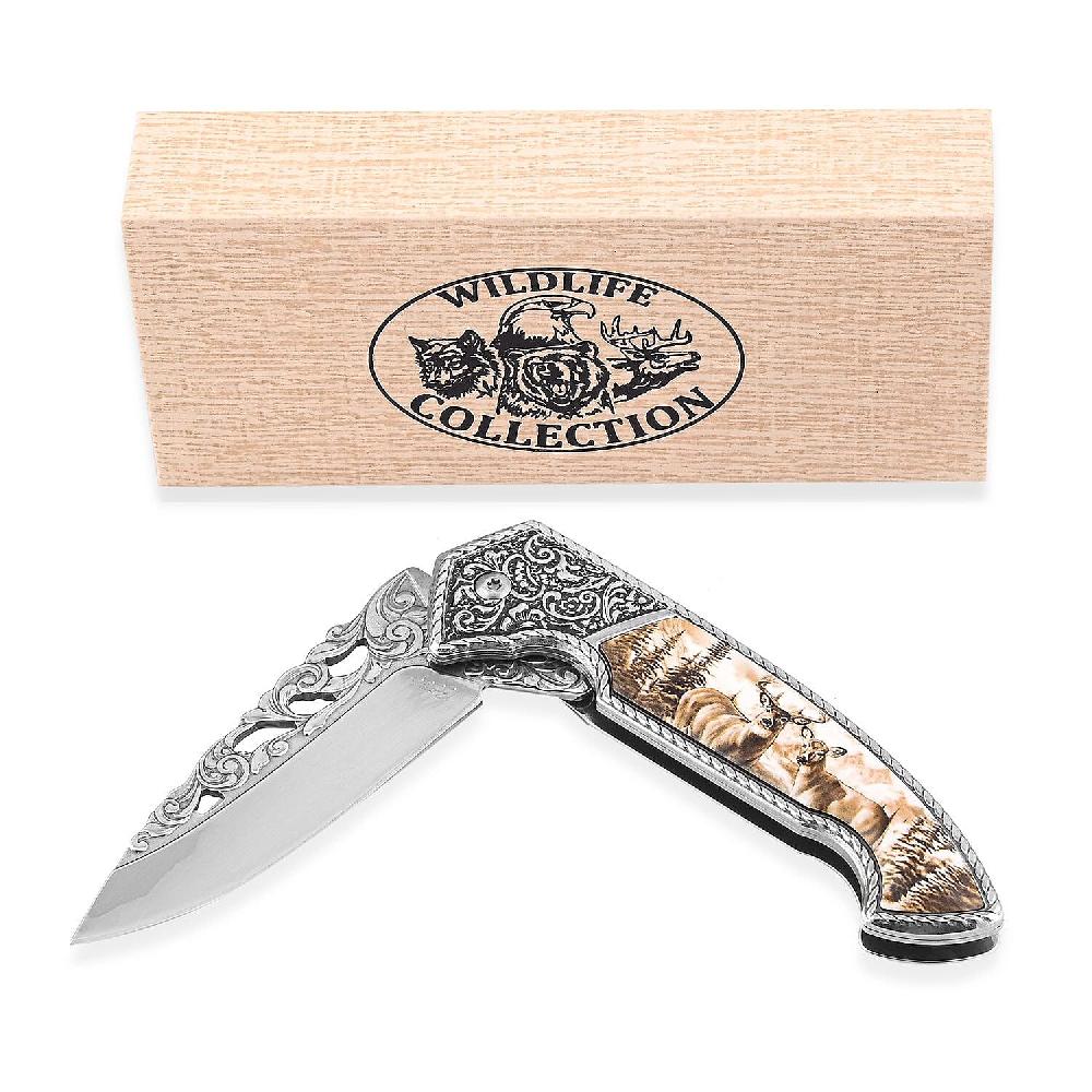 shop lc RITE EDGE Deer Folding Knife with Gift Box