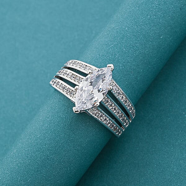 Shop Lc Simulated Diamond Ring In Silvertone