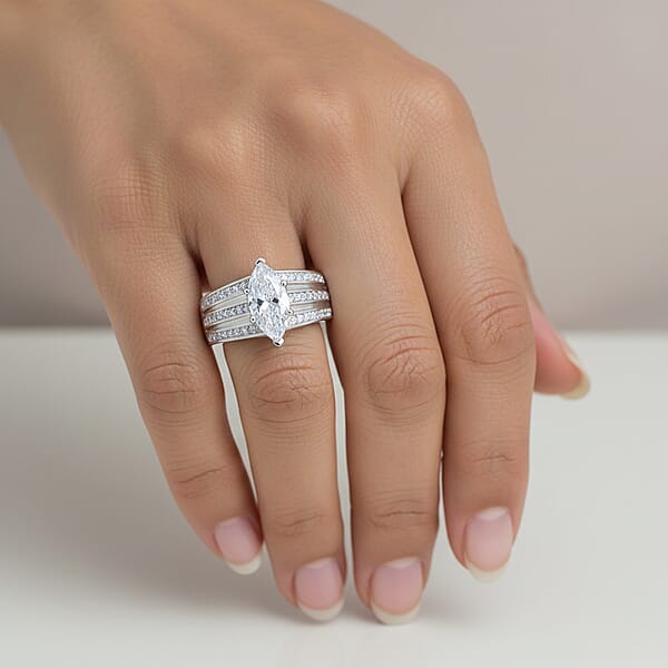 Shop Lc Simulated Diamond Ring In Silvertone