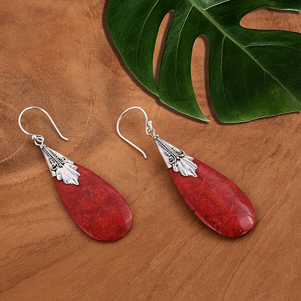 Shop Lc Sponge Coral Earrings In Sterling Silver