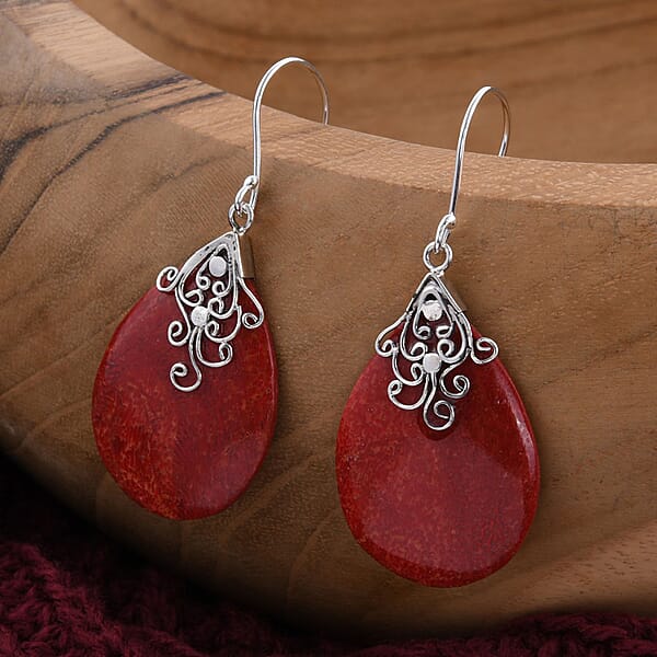 Shop Lc Sponge Coral Earrings In Sterling Silver