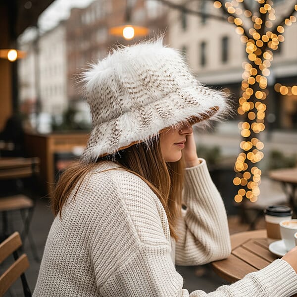 Shop Lc Tamsy Beige Faux Fur Bucket Hat