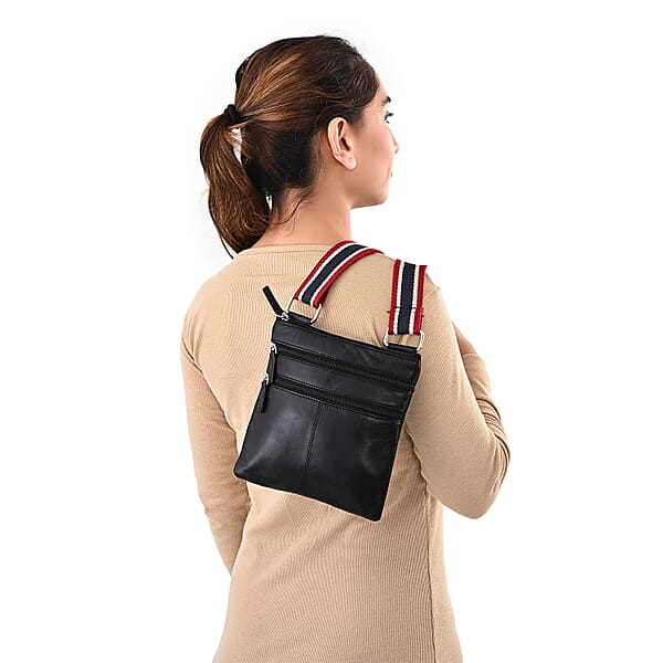 Shop Lc Tamsy Black Genuine Leather Crossbody Bag