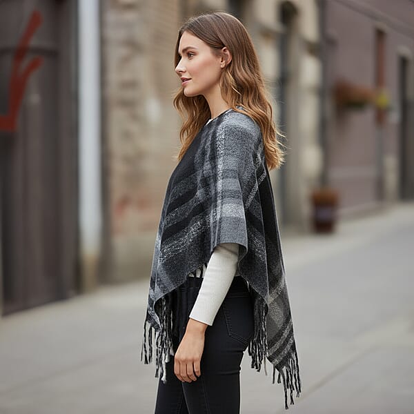 Shop Lc Tamsy Black Shawl With Fringes