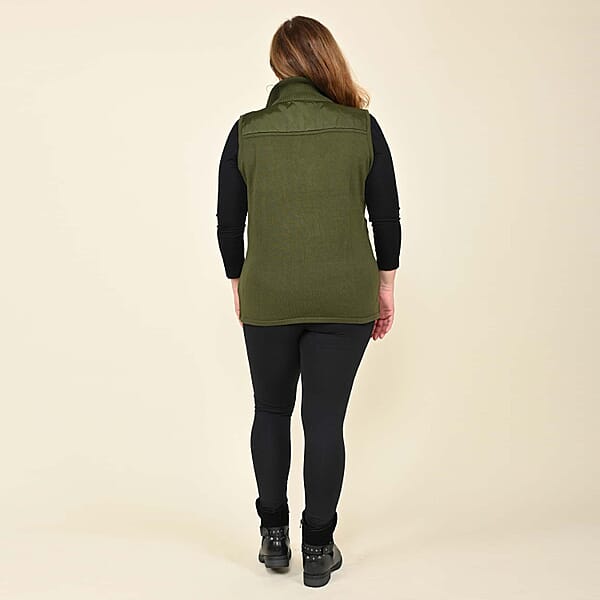 Shop Lc Tamsy Olive Quilted Knit Zip Front Vest - S