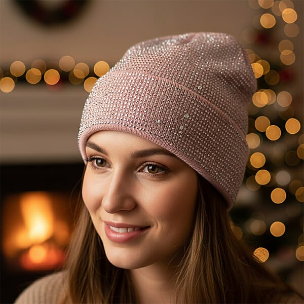 Shop Lc Tamsy Pink Knitted 2pcs Beanie