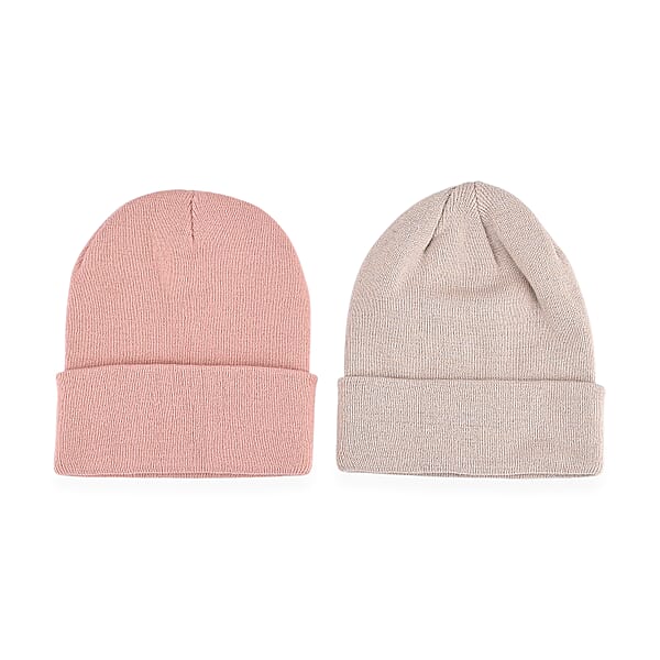 Shop Lc Tamsy Pink Knitted 2pcs Beanie
