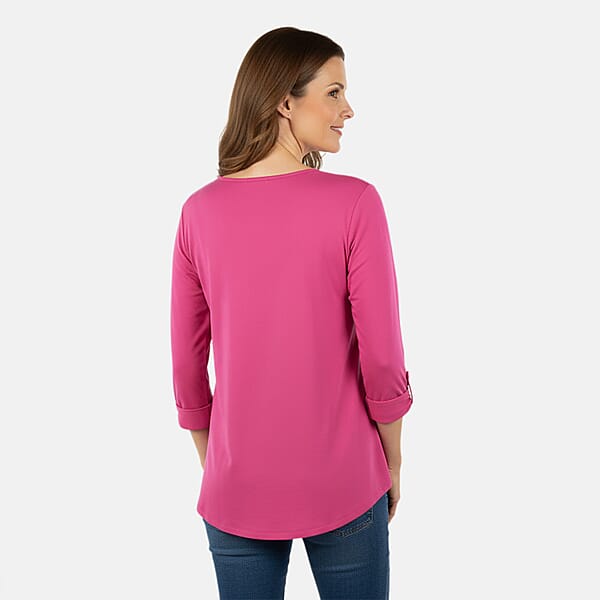 Shop Lc Tamsy Pink Topaz Button Top - XL