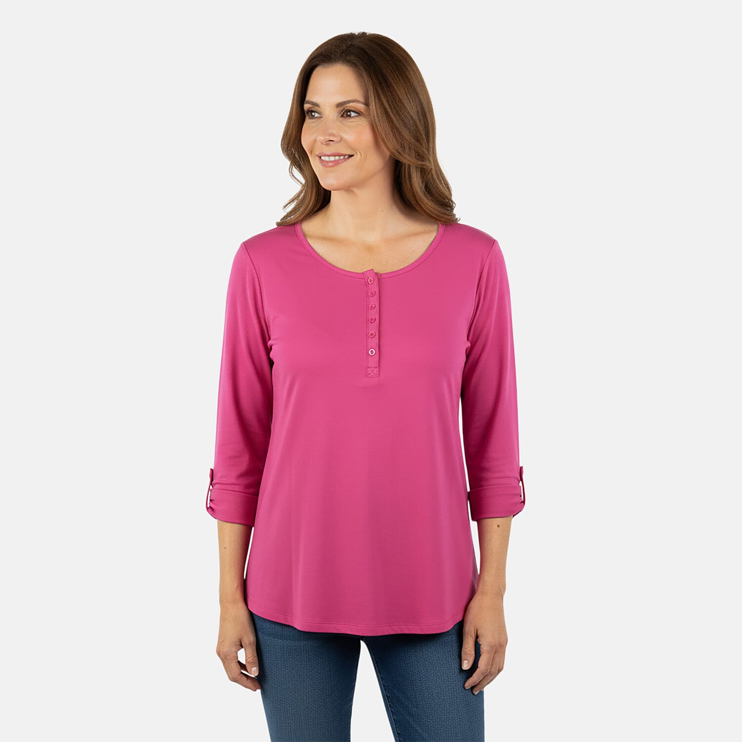 shop lc Tamsy Pink Topaz Button Top - XL